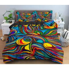 Abstract Art Multicolored Bedsheet And 2 Pillow Case Bedding Set - Rainbow - 6 By 6