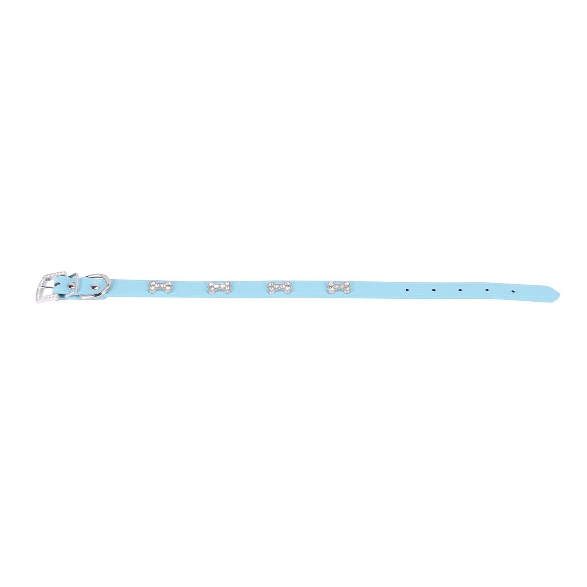 Pet ,Small Dog Collars Crystal With Bone Necklaceblue M