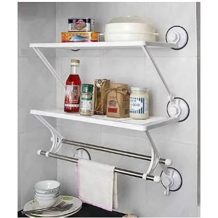 Double Layer Bathroom And Kitchen Rack Wall Shelf