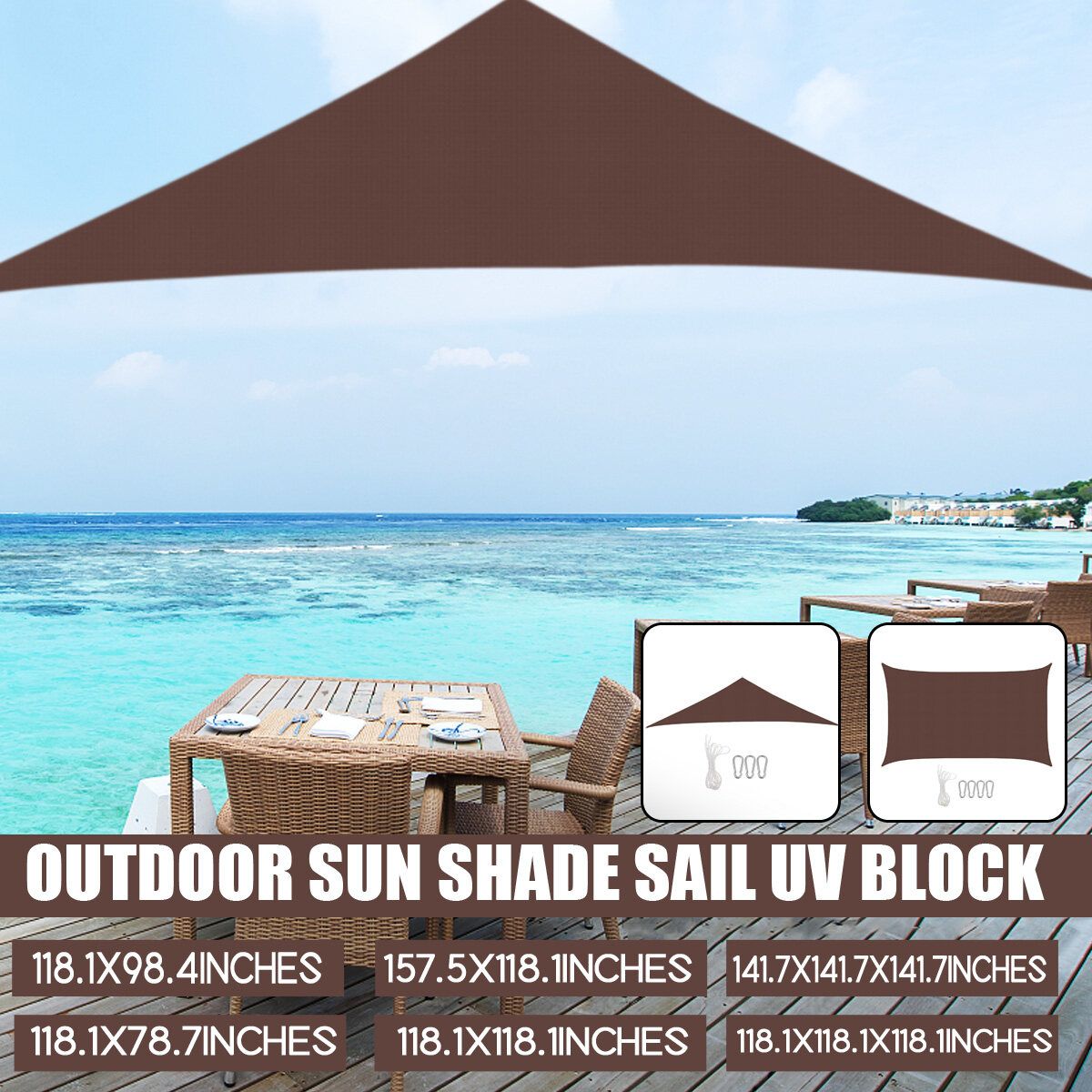 Sun Shade Sail Awning UV Canopy Screen Shelter Camping With 4Pcs Hooks For Garden Swimming Pool Outdoor Patio Yard Pergola Fence Picnic Beach Square 3X2M