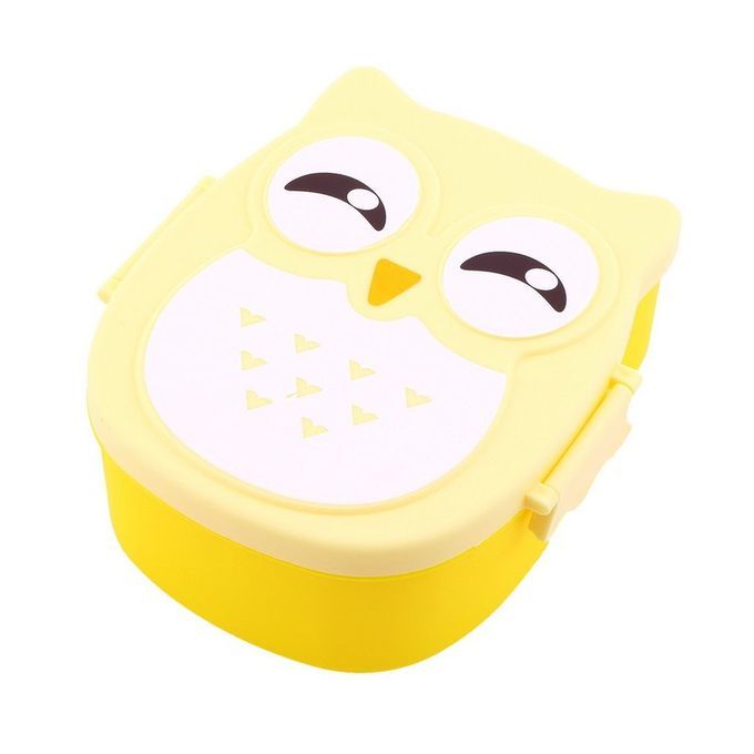 1050ML Owl Lunch Box Bento Food-safe Plastic Food Picnic Container Portable Box Yellow