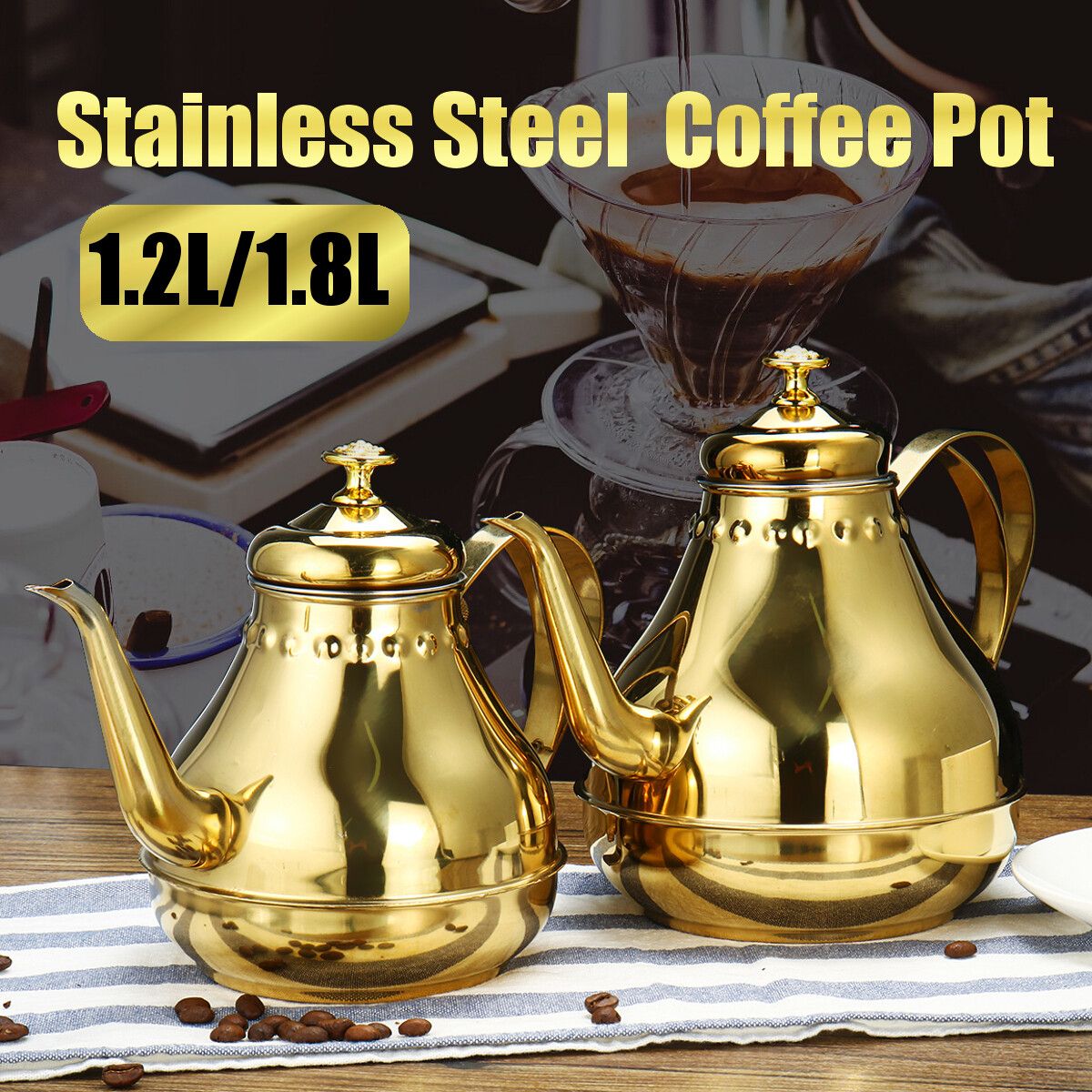 Courtyard Coffee Pot Made Of Golden Stainless Steel 1.8L
