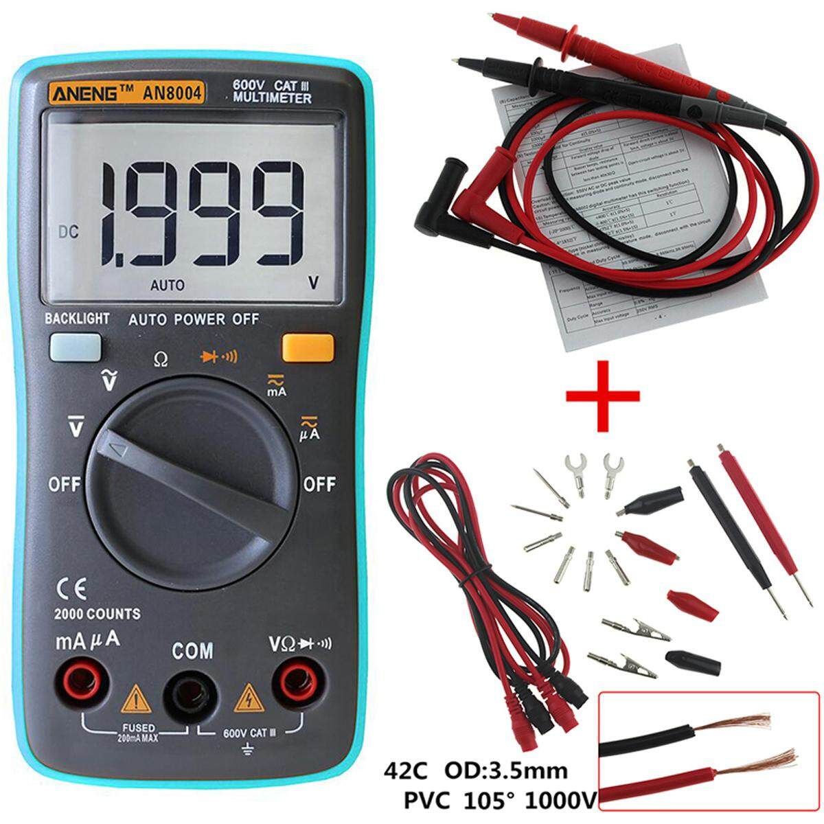 AN8004 2000 Counts True RMS Digital Multimeter AC/ Voltmeter Tester US