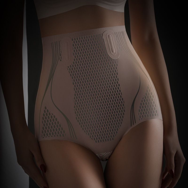 (Coffee) Ion Fiber Repair Shaping Women Tummy Control Sculpt Underwear Short