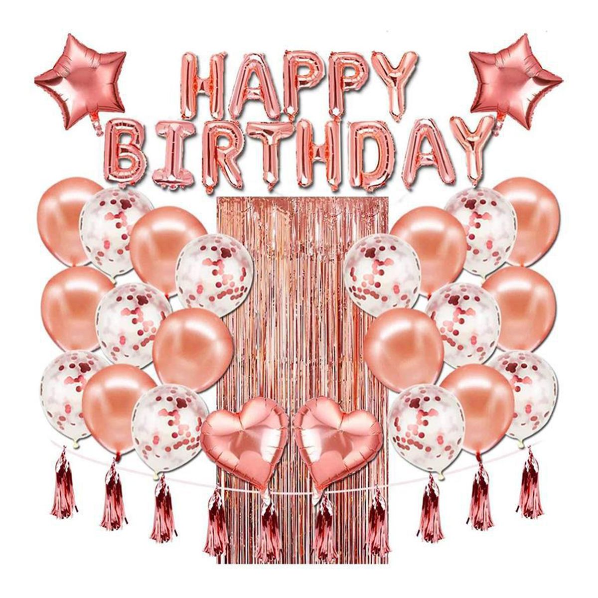 40PCS Rose Gold Birthday Party Decorations Set Boys Girls