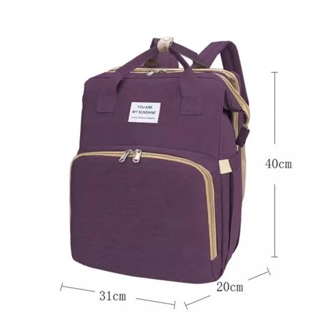 Durable All Purpose Baby Bag With Convertible Bed - Purple