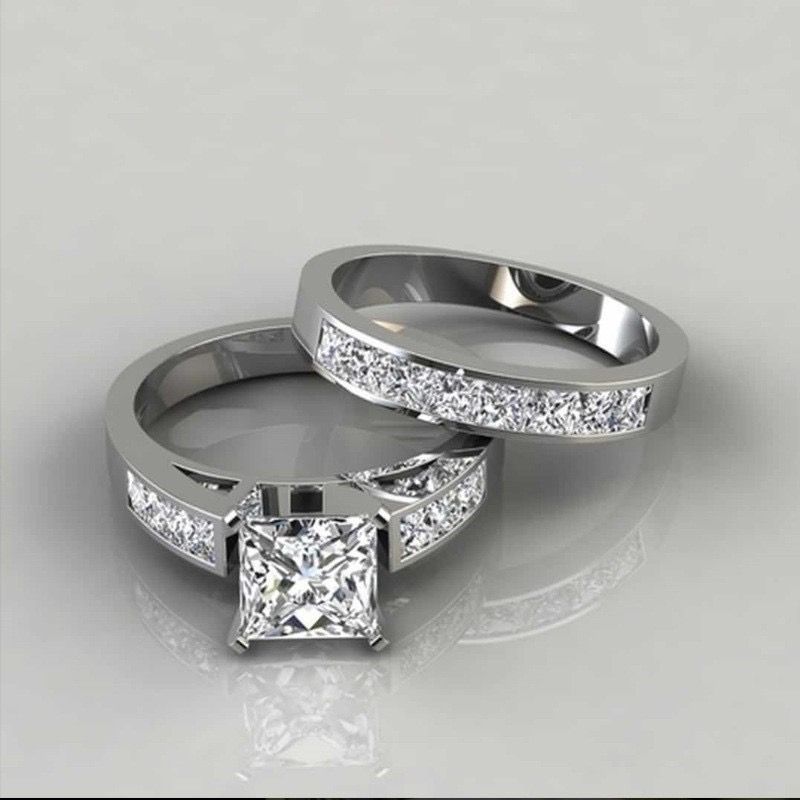 Stunning Stone Proposal Engagement Ring And Wedding Band For Women