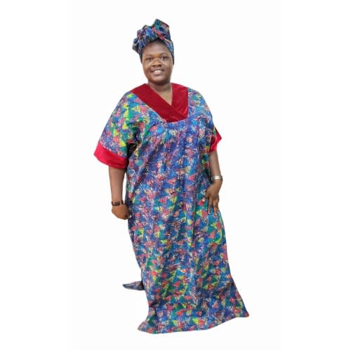 Wine Velvet Neckline Long Kaftan