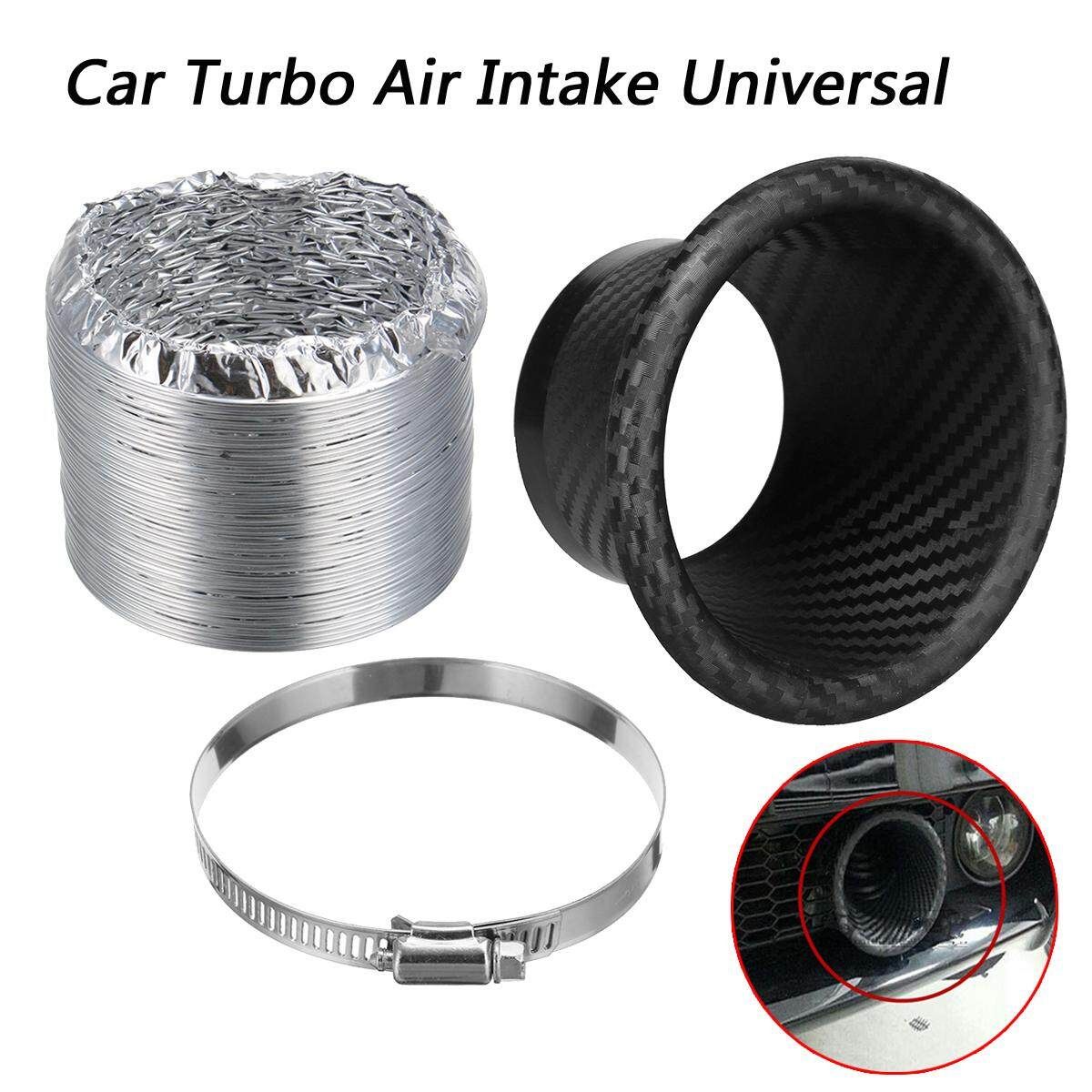 Universal Carbon Style SUV Car Front Bumper Turbo Air Intake Pipe Air Funnel Kit