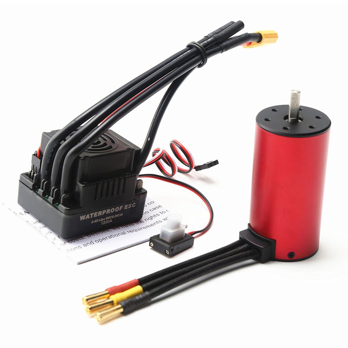 S3670 2850KV Brushless Motor Sensorless Waterproof Motor and 120A Brushless ESC XT60 Plug Replacement for HSP HPI Traxxas 1/8 RC Car Truck