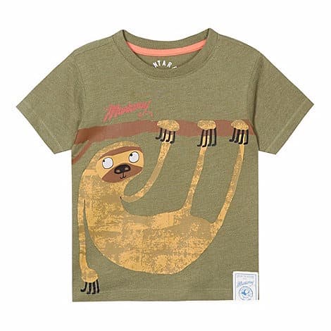 Mantaray Boy's Khaki Sloth Printed T-shirt