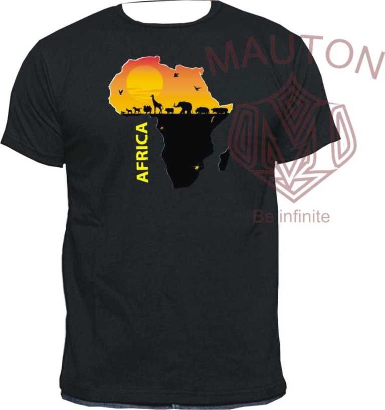 BLACK-UNISEX AFRICA DESIGN PRINTED SHIRT