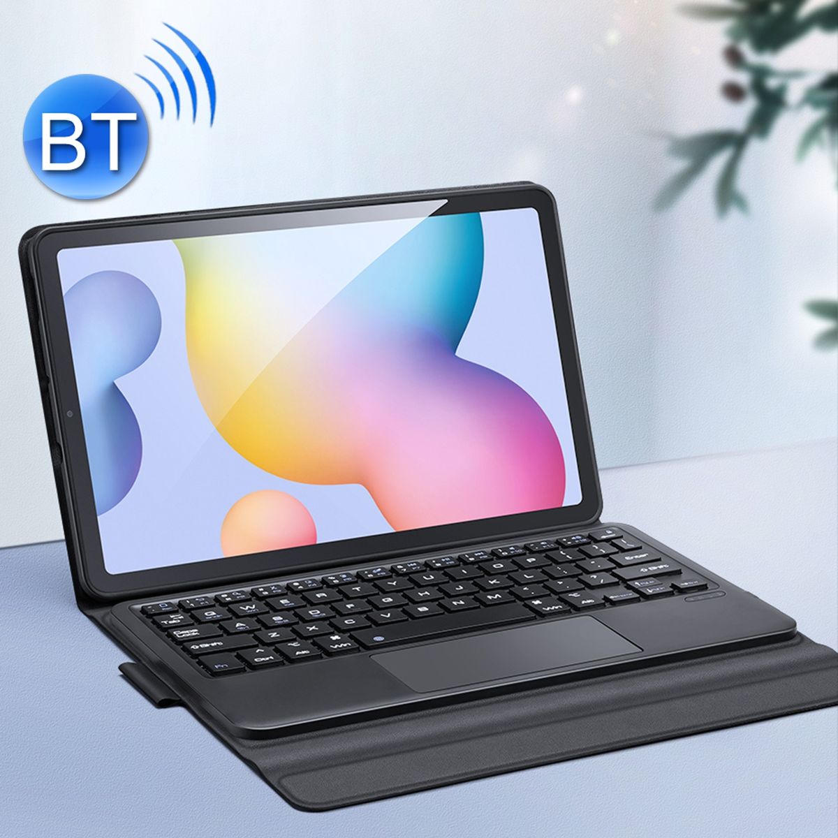 For Samsung Galaxy Tab S6 Lite Detachable Bluetooth Keyboard Leather Tablet Case With Touchpad (Black)