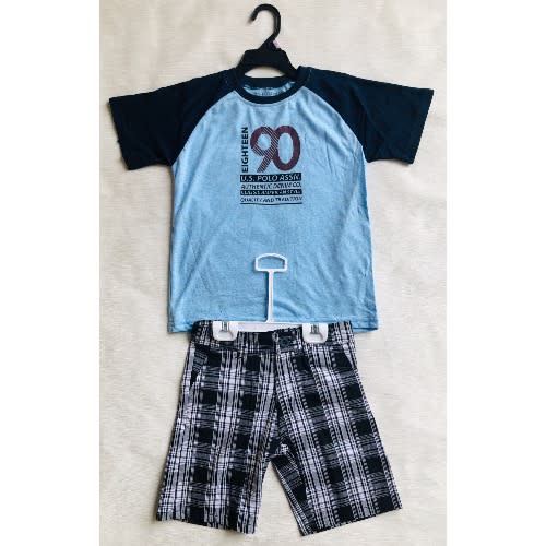 Boys Tshirt And Short Set- Blue And Black