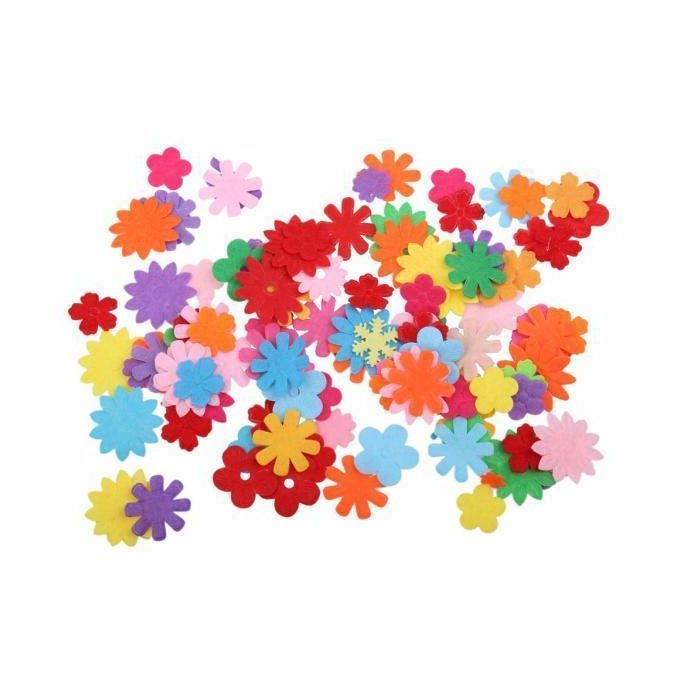 10x 100pcs  Sizes Flower-shaped Plaid Felt Appliques Non