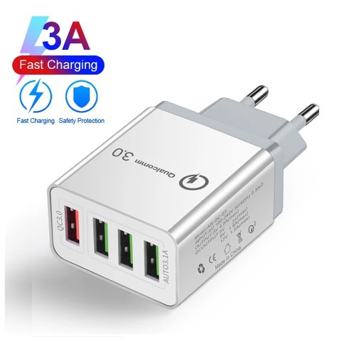 Qc 3.0, 4 Usb Phone Charger Fast Charging For iPhone Xiaomi Huawei