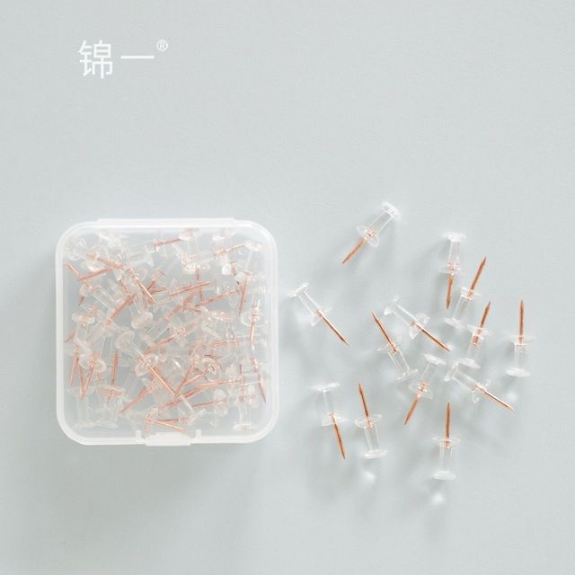 Tutu 50pcs/box Transparent Rose Gold Push Pins Thu