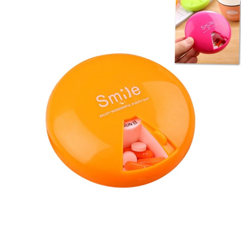 2 PCS Portable 7 Days Drugs Pill Container Rotation Pillbox(Orange)