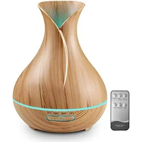 Air Humidifier Aroma Essential Oil Diffuser With Remote - 500ml - Brown