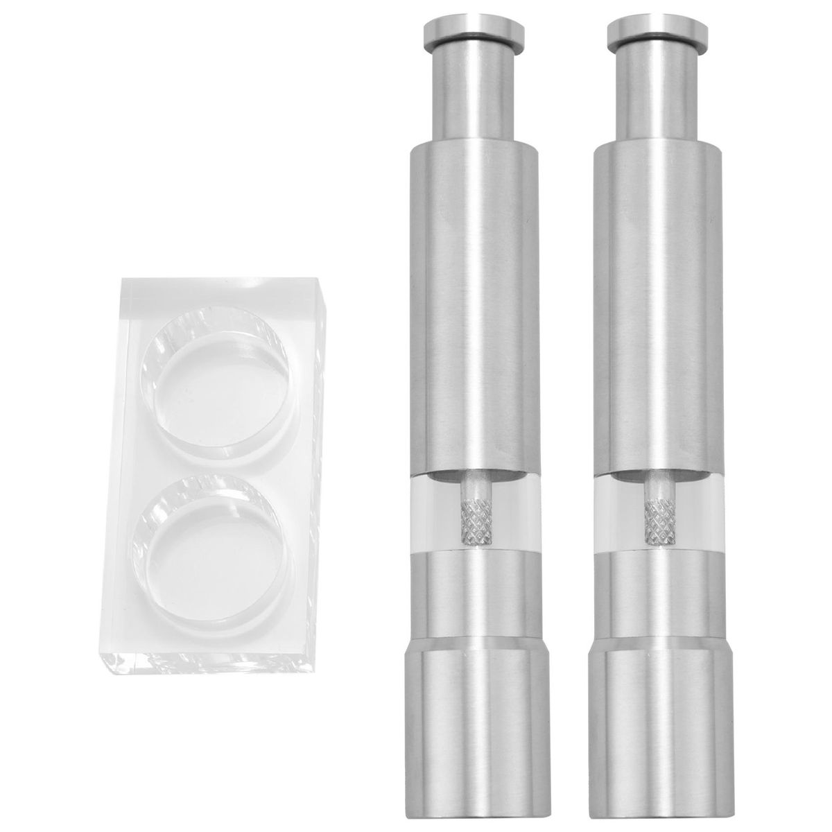 Salt and Pepper Grinder 2 Pepper Stainless Steel Salt Shaker Push-on Manual Glass Salt and Pepper Set