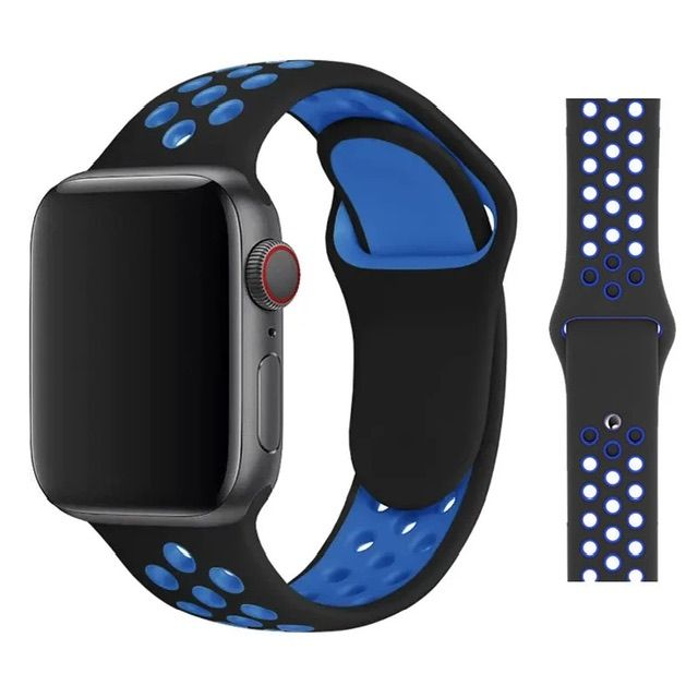 Smartwatch Black&blueWatch Not Included) Silicone Strap/Band Designed For Apple Watch Band Width: 42mm-44mm-45mm-49mm Bracelet IWatch Ultra Series 4 5 6 SE 7 8