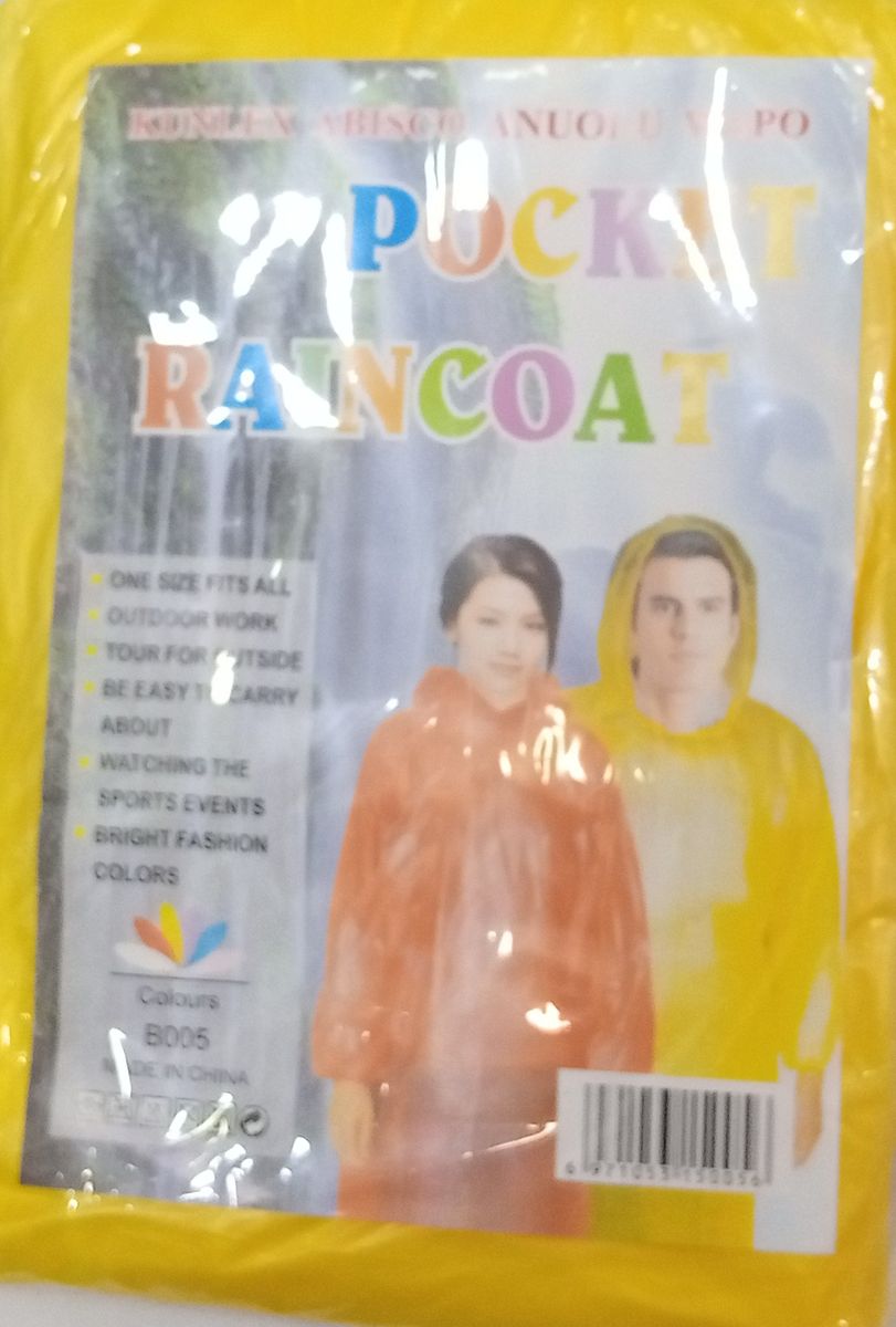 Pocket Transparent Nylon Raincoat - 2Pcs Yellow