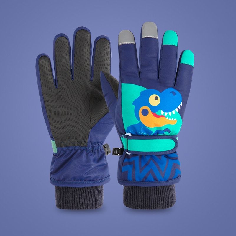 Children Anti-Slip And Waterproof Ski Gloves Gloves For Cycling Sports, Colour: Navy Blue(XS)