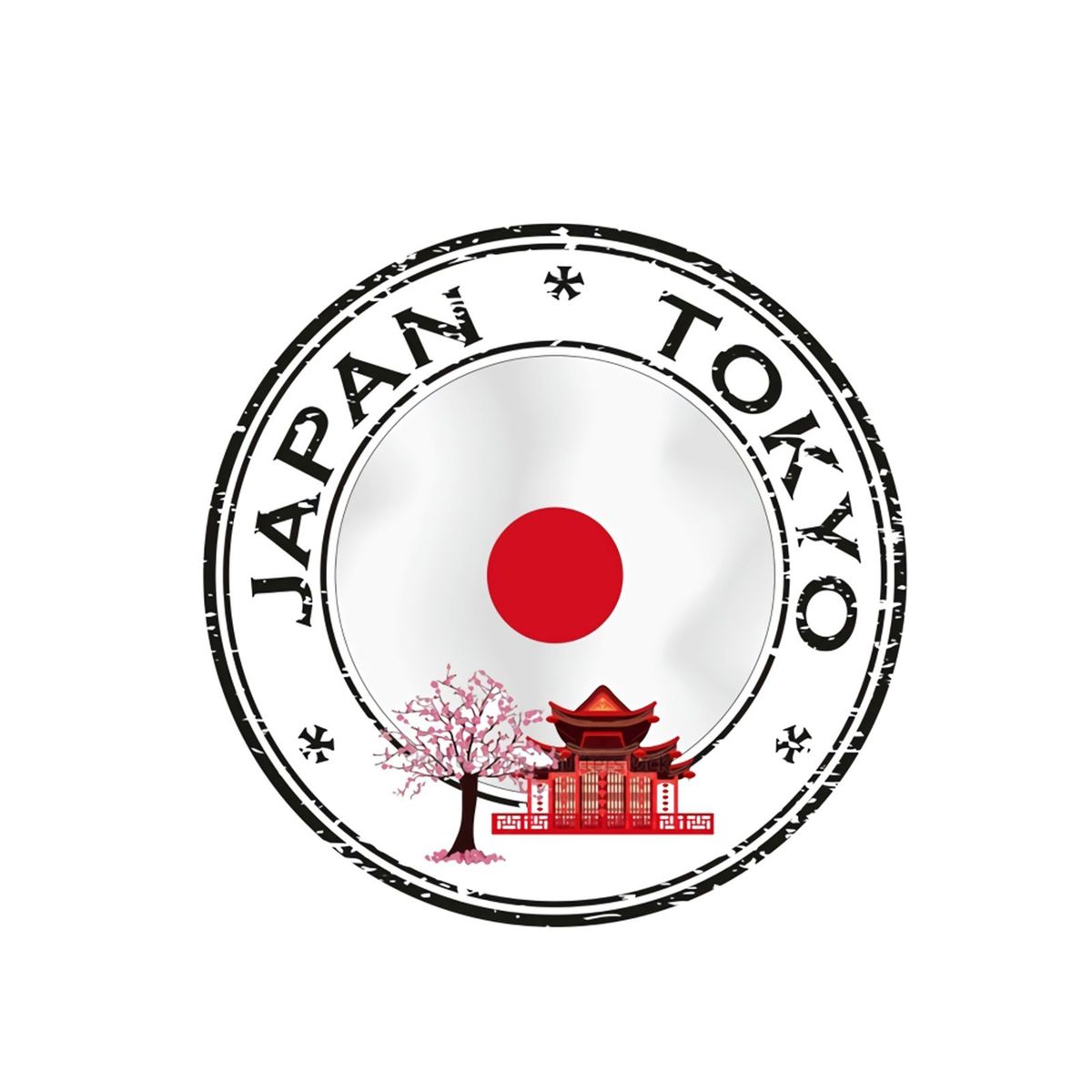 12cm * 12cm Creative Japan Tokyo Round Funny Motorcycle