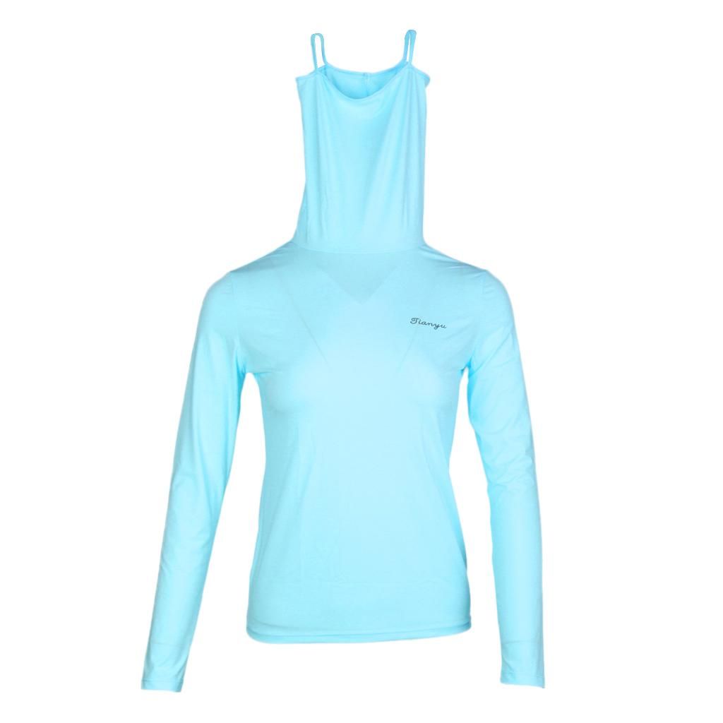 Women Golf T-shirt Shirts Tops With Long Sleeve Anti-UV Mask Blue  S