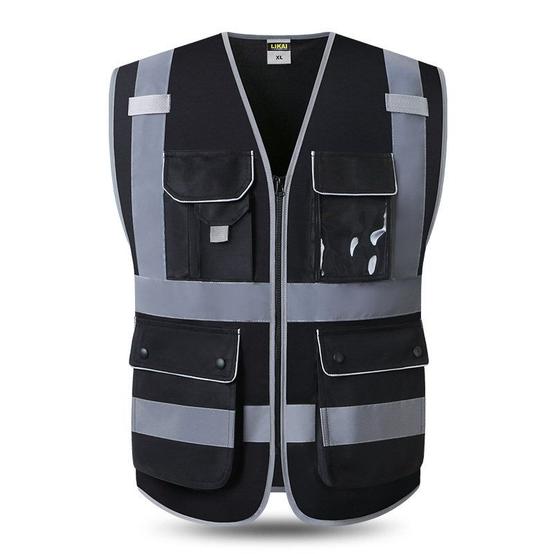 Safety Reflective Vest Construction Building Vest-Black