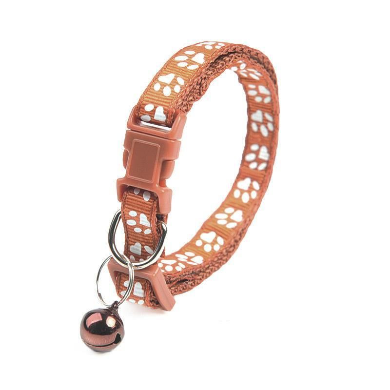 1PC Pet Collar Color Cute Bell Collar Adjustable Buckle Brown