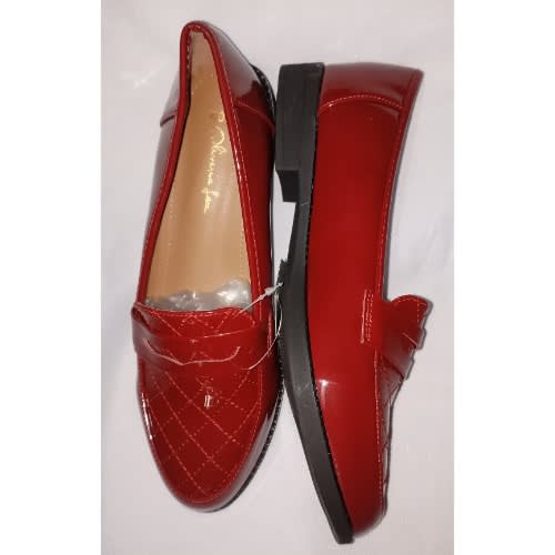 Red Patent Leather Ladies Office Loafers