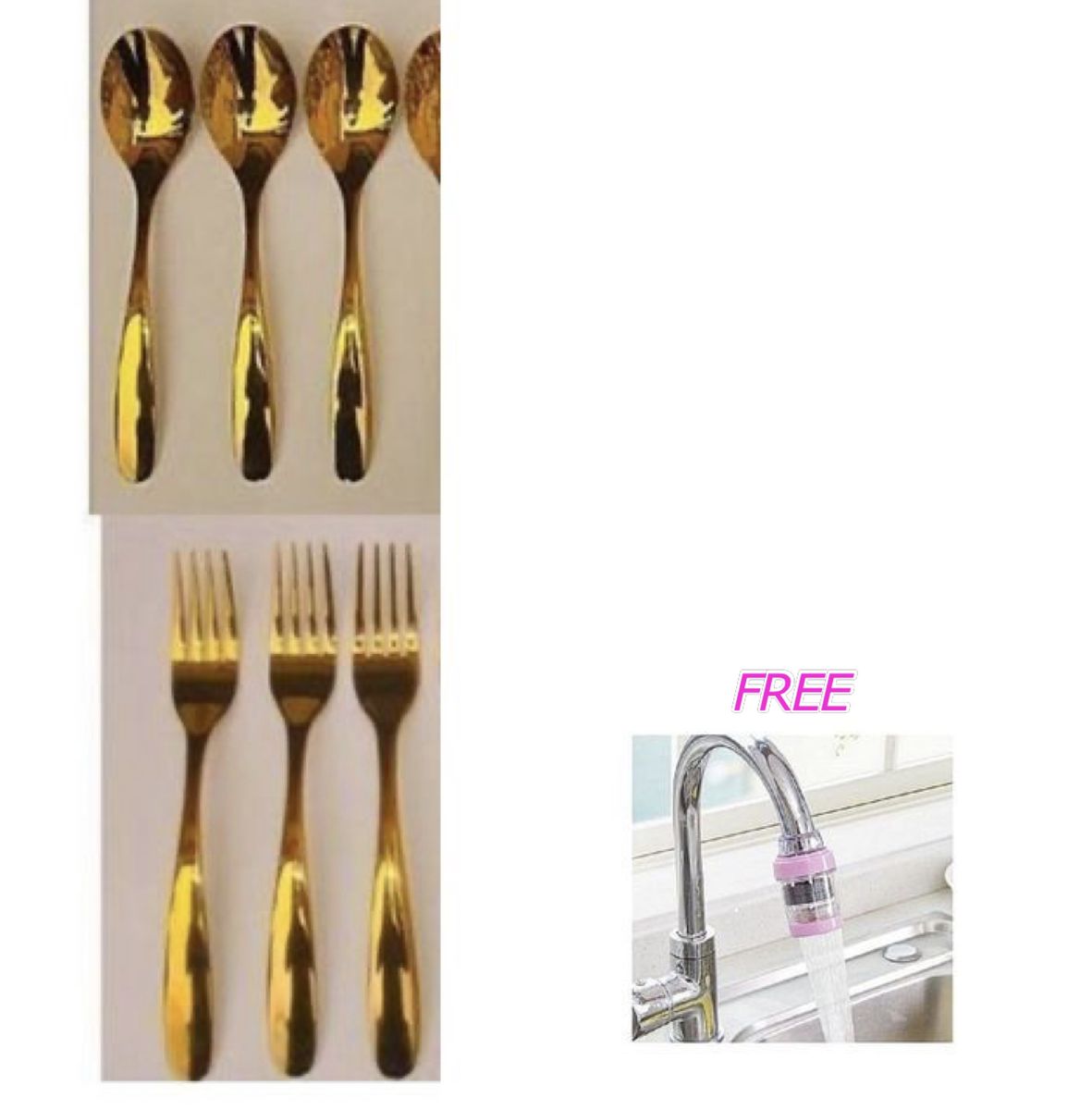 Gold Dinning Cutlery Set 6Pcs And Water Purifier