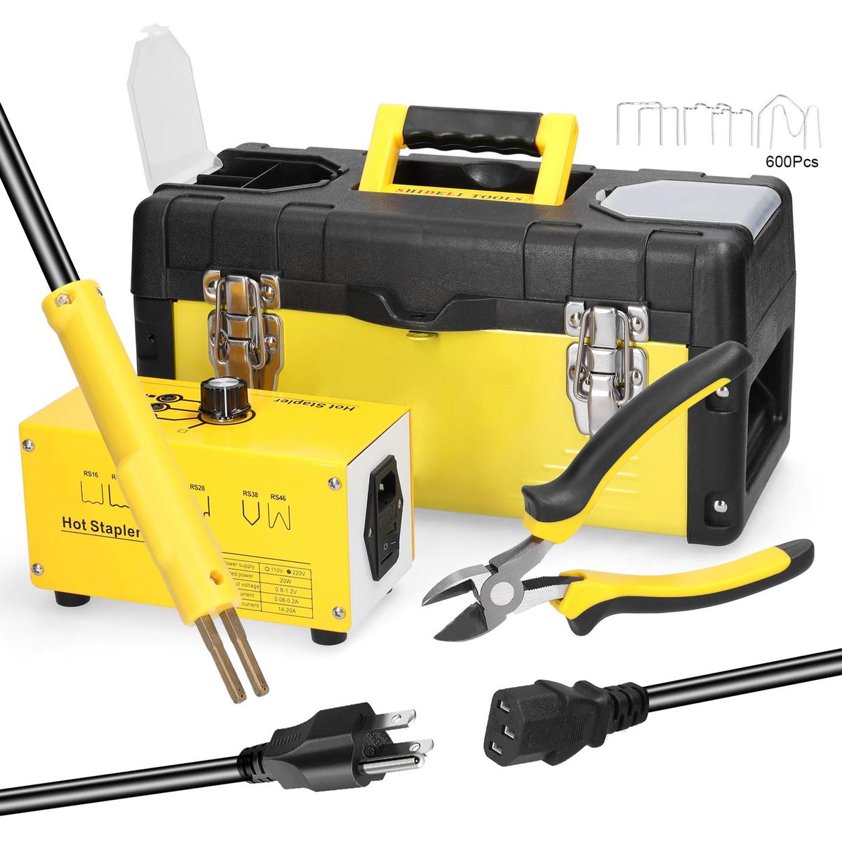 Plastics Welders Hot Stapler Set Car Bumpers Crack Repairing Tool  Plastics Welding Machine Welding Repairing Machine with 600PCS Welding Wire Storage Box