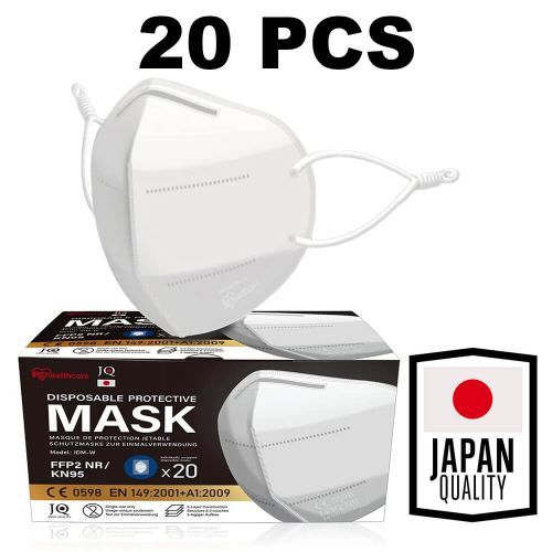Healthcare FFP2 N95 Face Masks, Medical Mask, Adjustable Anti-irritation Earloops -WHITE- 20 PCS