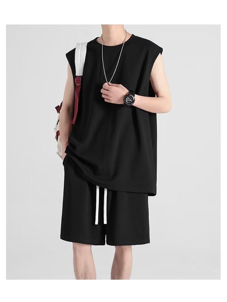 Men'S Sports Suit Sleeveless T-Shirt + Shorts Black
