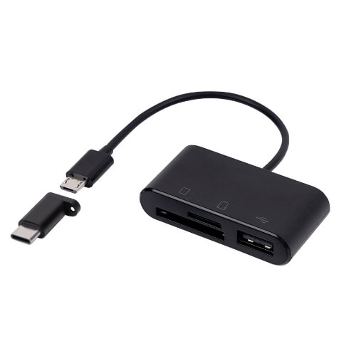 Mobile Phone Card Reader 3 In 1 Otg Micro Usb To Usb2.0 + Sd + Tf Adapter + Type C Adapter
