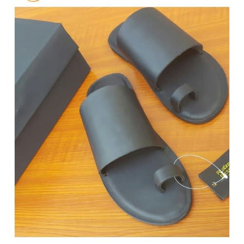 Leather Female Slippers - Black