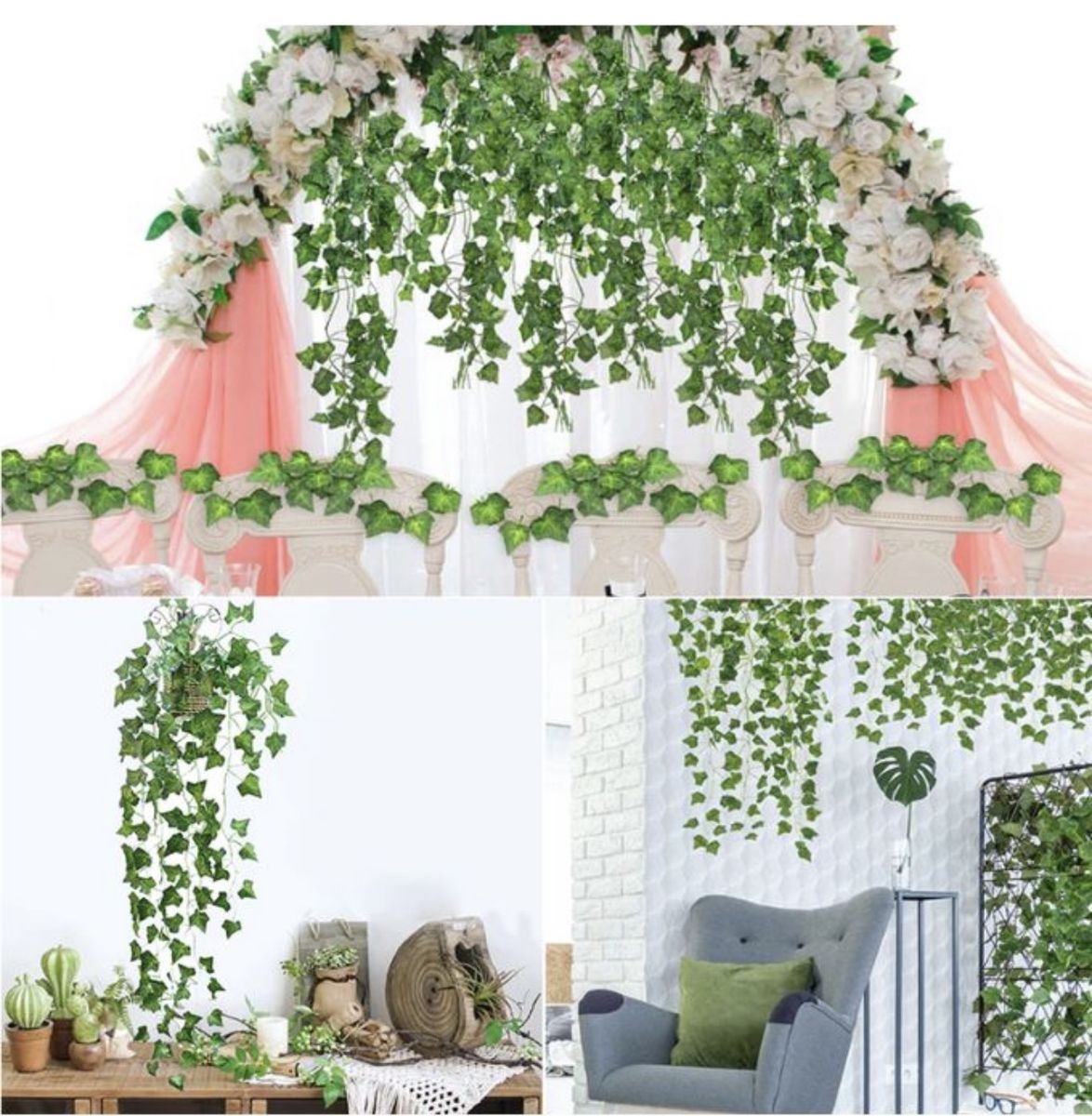 12pcs Artificial Vine Leaves Creeping Ivy Decorations