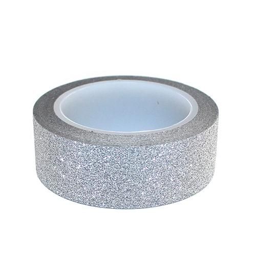 1.5cm x 10m Glitter Sparkle Washi Tape Self Adhesive-Silver