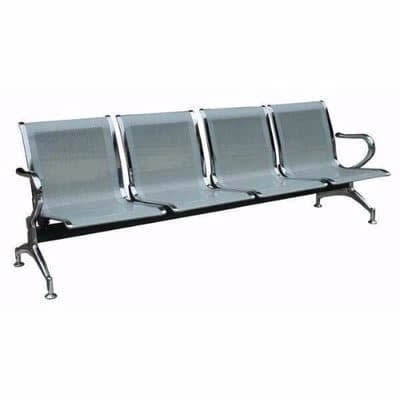 Office Reception Waiting Chair - 4-seater - Silver