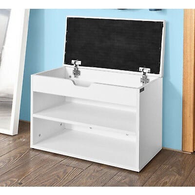 Sobuy Multipurpose White Storage Bench With 2 Steps