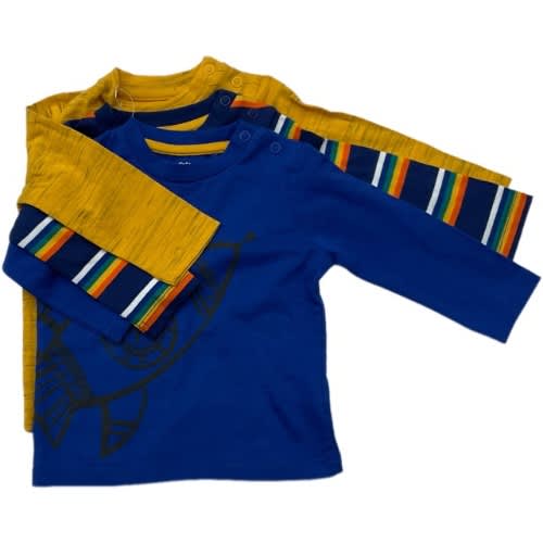 3pcs Boys Plain & Pattern Longsleeve Tees