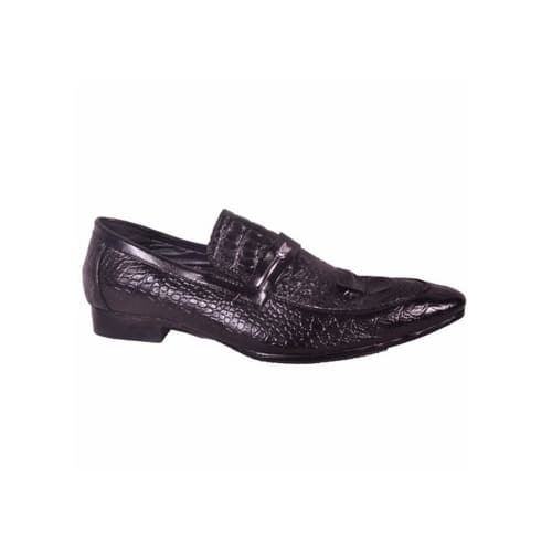 Snake Skin Leather Shoes - Black