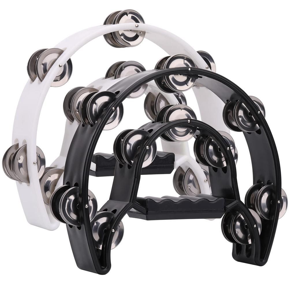 2Pack 10 Inch Double Row Tambourine for Adult,Half Moon