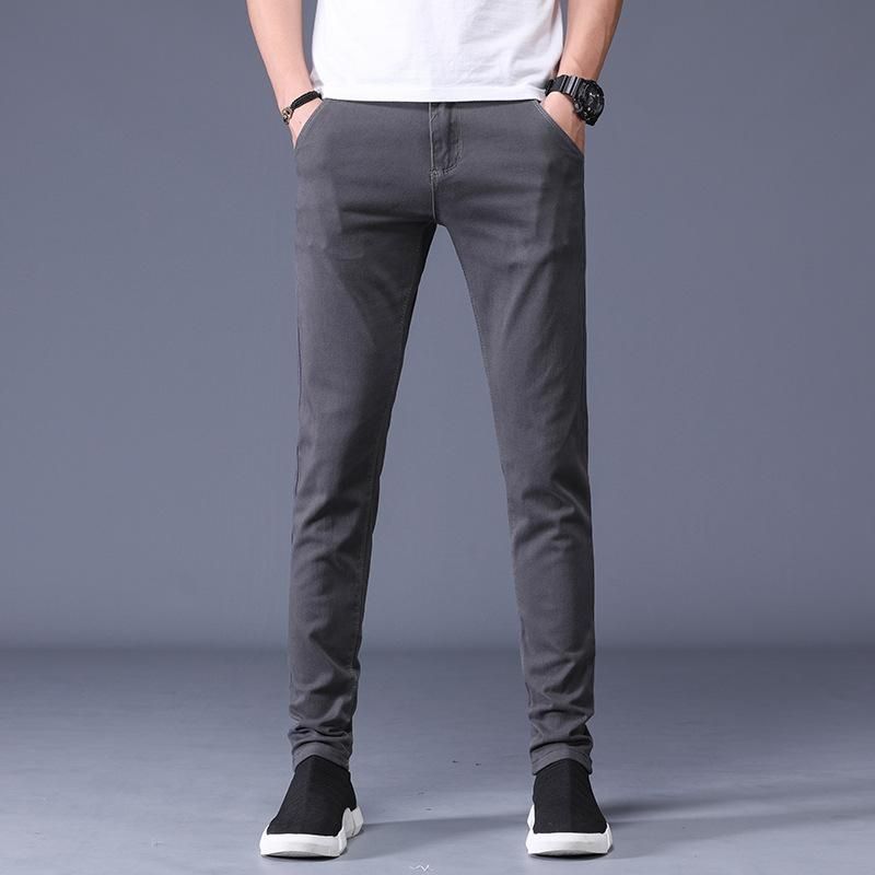 Elastic straight pants for men business pants classic style solid color brand brand large 38