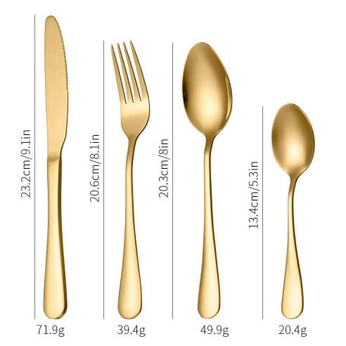 Tableware- 410 Stainless Steel- 12 pcs Set-wooden Gold Gift Box- Gold