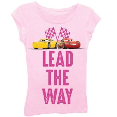 Girls 'plays With Cars' Graphic Top With Magenta Foil- Pink