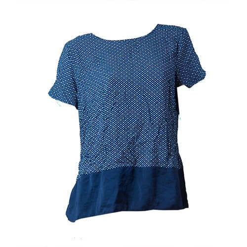 Polka Dot Contrast Fitted Blouse