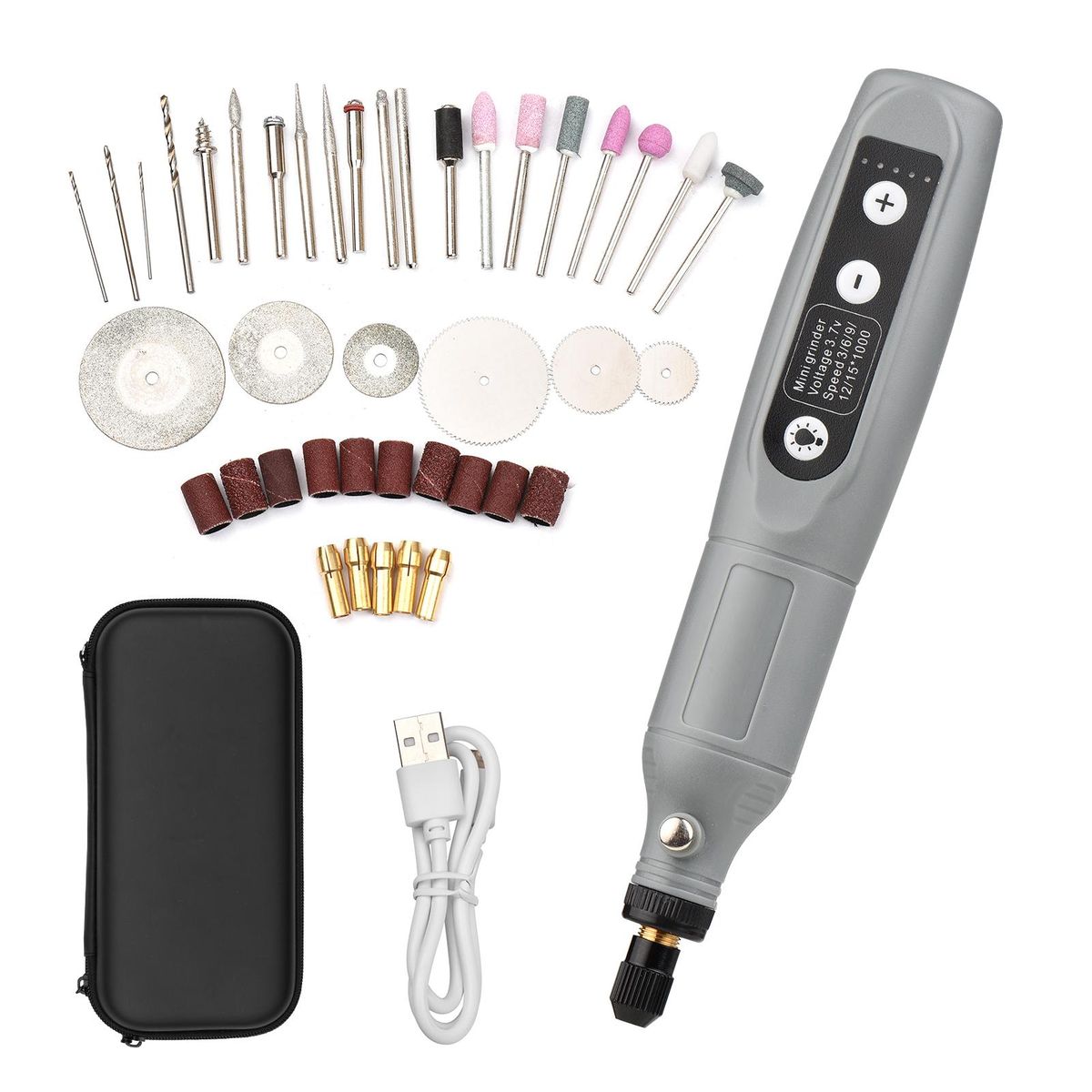 Portable Rotary Tool Set Mini Cordless Grinder Handheld Rechargeable Electric Drill USB Charging 5-Speed with Multiple Attachments LED Light for Cutting Sanding Engraving Polishing & DIY